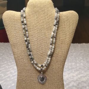 Sterling Silver And Rutilated Quartz Gemstone Pendant Necklace